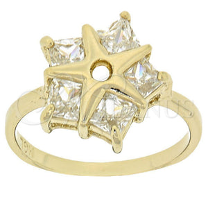 Anillo Multi Piedra 5.167.011.06 Oro Laminado, Diseño de Estrella, con Blanca Zirconia Cubica, Pulido, Tono Dorado (Size 6)