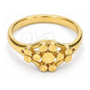 Anillo Elegante 5.174.019.05 Oro Laminado, Diseño de Flor, Diamantado, Tono Dorado (Tamaño 5)