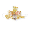 Anillo Multi Piedra 5.172.007.07 Oro Laminado, Diseño de Flor, con Multicolor Zirconia Cubica, Pulido, Tono Dorado (Size 7)