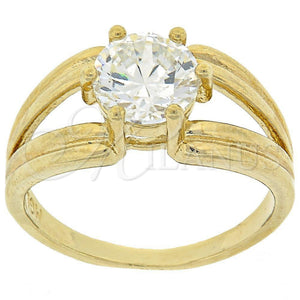 Anillo Multi Piedra 5.167.003.06 Oro Laminado, con Blanca Zirconia Cubica, Pulido, Tono Dorado (Size 6)