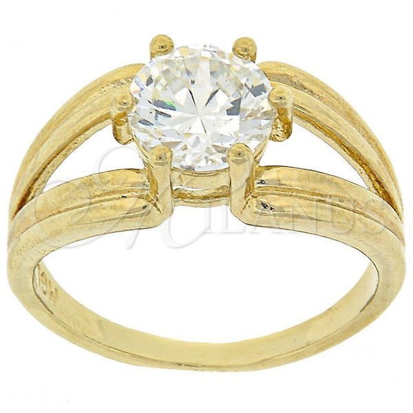 Anillo Multi Piedra 5.167.003.06 Oro Laminado, con Blanca Zirconia Cubica, Pulido, Tono Dorado (Size 6)