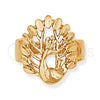 Anillo Elegante 5.175.008.06 Oro Laminado, Diseño de Pavo Real, Diamantado, Tono Dorado (Size 6)
