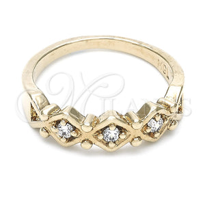 Anillo Multi Piedra 5.174.023.06 Oro Laminado, con Blanca Zirconia Cubica, Pulido, Tono Dorado (Size 6)
