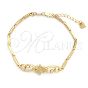 Pulsera Elegante 5.025.005 Oro Laminado, Diseño de Flor, Diamantado, Tono Dorado (7 Inches Length)
