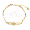 Pulsera Elegante 5.025.005 Oro Laminado, Diseño de Flor, Diamantado, Tono Dorado (7 Inches Length)