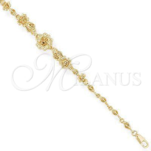 Pulsera Elegante 5.005.009 Oro Laminado, Diseño de Flor, Mate, Tono Dorado (7 Inches Length)