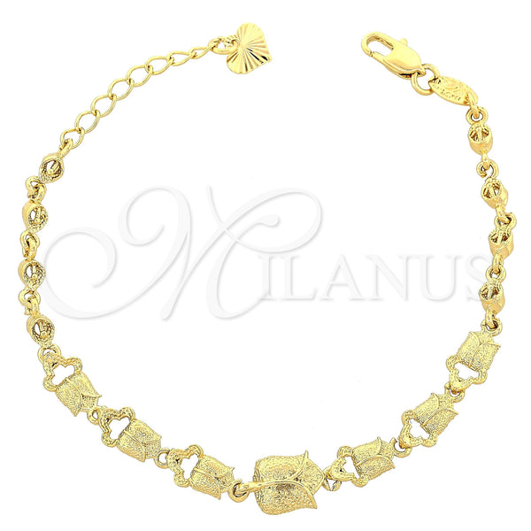Pulsera Elegante 5.025.003 Oro Laminado, Diseño de Flor, Mate, Tono Dorado (06 MM Thickness, 7 Inches Length)