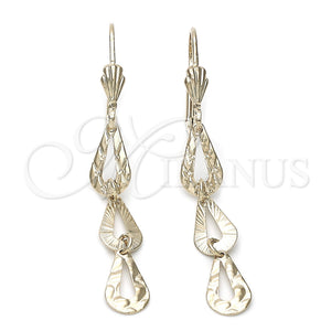 Arete Largo 02.63.0733 Oro Laminado, Diseño de Gota, Pulido, Tono Dorado