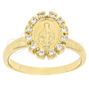 Anillo Multi Piedra 5.165.022.06 Oro Laminado, Diseño de Virgen Maria, con Blanca Zirconia Cubica, Pulido, Tono Dorado (Size 6)