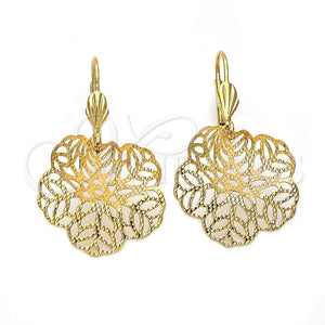 Arete Colgante 5.081.013 Oro Laminado, Diseño de Oja, Pulido, Tono Dorado