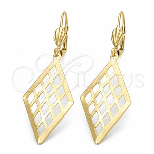 Arete Colgante 5.072.012 Oro Laminado, Diseño de File, Pulido, Tono Dorado