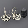 Arete Colgante 5.104.010 Oro Laminado, Diseño de Corazón y Mariposa, Diamantado, Tono Dorado