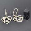 Arete Colgante 5.104.010 Oro Laminado, Diseño de Corazón y Mariposa, Diamantado, Tono Dorado