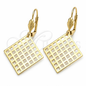 Arete Colgante 02.63.1122 Oro Laminado, Diseño de File, Pulido, Tono Dorado