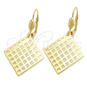 Arete Colgante 02.63.1122 Oro Laminado, Diseño de File, Pulido, Tono Dorado