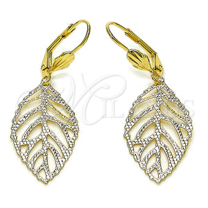 Arete Colgante 5.108.007 Oro Laminado, Diseño de Oja, Diamantado, Tono Dorado