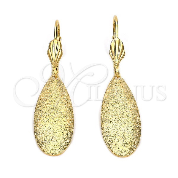 Arete Colgante 5.108.008 Oro Laminado, Diseño de Gota, Mate, Tono Dorado