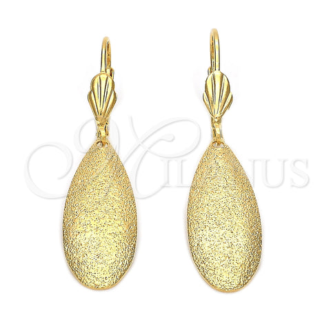 Arete Colgante 5.108.008 Oro Laminado, Diseño de Gota, Mate, Tono Dorado