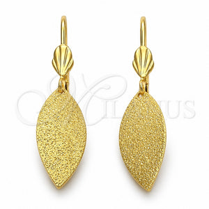 Arete Colgante 5.074.010 Oro Laminado, Diseño de Oja, Mate, Tono Dorado