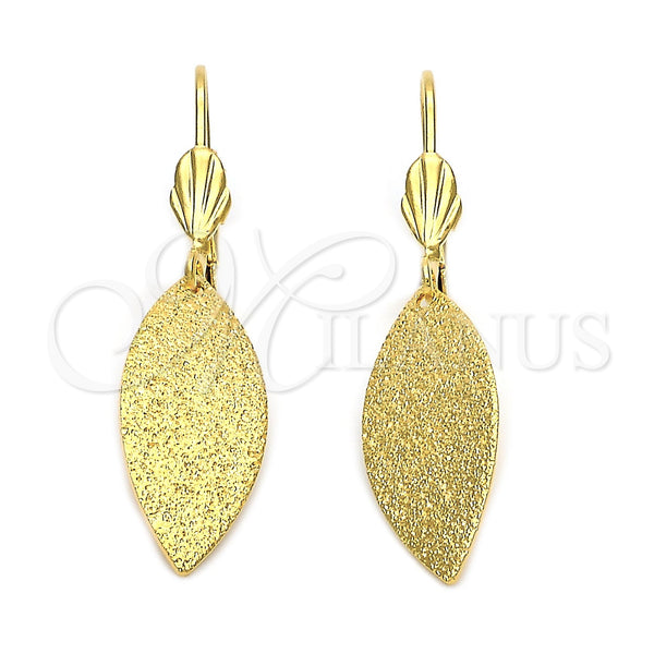 Arete Colgante 5.074.010 Oro Laminado, Diseño de Oja, Mate, Tono Dorado