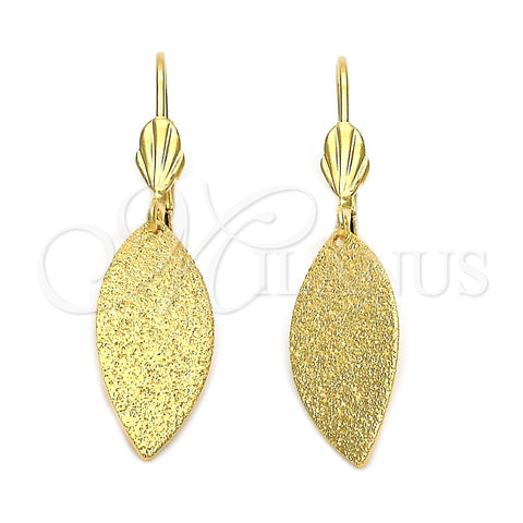 Arete Colgante 5.074.010 Oro Laminado, Diseño de Oja, Mate, Tono Dorado