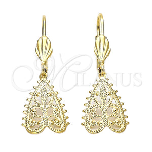 Arete Colgante 5.076.007 Oro Laminado, Diseño de Oja, Diamantado, Tono Dorado