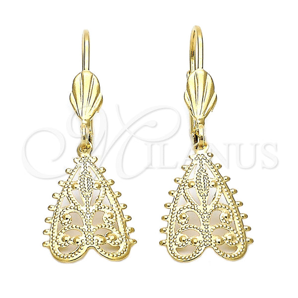 Arete Colgante 5.076.007 Oro Laminado, Diseño de Oja, Diamantado, Tono Dorado
