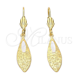 Arete Colgante 5.081.009 Oro Laminado, Diseño de Oja, Mate, Tono Dorado