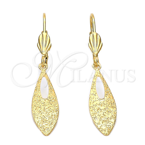 Arete Colgante 5.081.009 Oro Laminado, Diseño de Oja, Mate, Tono Dorado