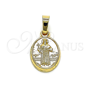 Dije Religioso 5.199.038 Oro Laminado, Diseño de San Benito, Pulido, Tono Dorado