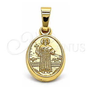 Dije Religioso 5.199.038 Oro Laminado, Diseño de San Benito, Pulido, Tono Dorado