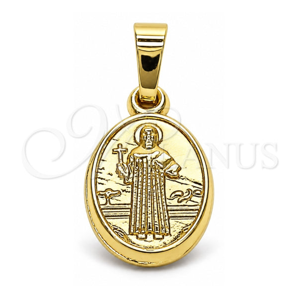 Dije Religioso 5.199.038 Oro Laminado, Diseño de San Benito, Pulido, Tono Dorado