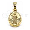 Dije Religioso 5.199.038 Oro Laminado, Diseño de San Benito, Pulido, Tono Dorado
