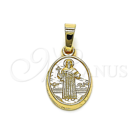 Dije Religioso 5.199.038 Oro Laminado, Diseño de San Benito, Pulido, Tono Dorado