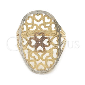 Anillo Elegante 01.32.0034.07 Oro Laminado, Diseño de Corazón y Amor, Pulido, Tres Tonos (Size 7)
