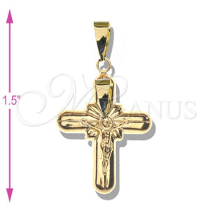 Dije Religioso 05.32.0025 Oro Laminado, Diseño de Bufalo, Pulido, Tono Dorado