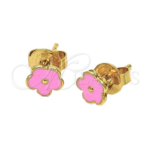 Arete Dormilona 5.126.058 *PROMO* Oro Laminado, Diseño de Flor, Esmaltado, Tono Dorado