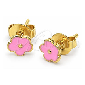 Arete Dormilona 5.126.058 *PROMO* Oro Laminado, Diseño de Flor, Esmaltado, Tono Dorado