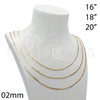 Gargantilla Basica 5.223.019.16 Oro Laminado, Diseño de Long Box, Pulido, Tono Dorado (0.60 Gauge, 02 MM Thickness, 16 Inches Length)