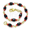 Pulsera Elegante 5.039.007.08 Oro Laminado, con Cristal Negro, Pulido, Tono Dorado (Grosor 05 MM, 8 Pulgadas de Largo)