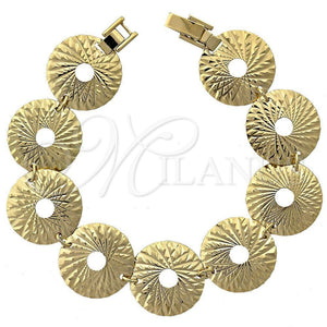 Pulsera Elegante 5.018.006 Oro Laminado, Diamantado, Tono Dorado (20 MM Thickness, 8 Inches Length)