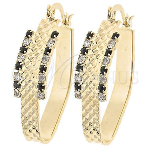 Argolla Mediana 5.140.013 Oro Laminado, con Multicolor Zirconia Cubica, Diamantado, Tono Dorado