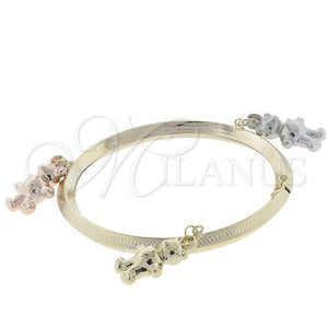 Aro Individual 07.63.0051 Oro Laminado, Diseño de Abeja, Diamantado, Tres Tonos (03 MM Thickness, Size 4 (2.25 Diameter))