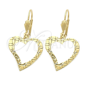 Arete Colgante 02.63.1156 Oro Laminado, Diseño de Corazón, Pulido, Tono Dorado