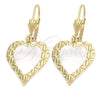 Arete Colgante 02.63.1157 Oro Laminado, Diseño de Corazón, Pulido, Tono Dorado