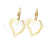 Arete Colgante 02.63.1165 Oro Laminado, Diseño de Corazón, Pulido, Tono Dorado