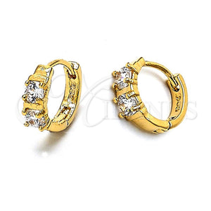 Argolla Huggie 5.130.020 Oro Laminado, con Blanca Zirconia Cubica, Pulido, Tono Dorado