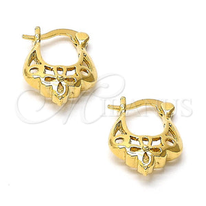 Argolla Pequeña 02.63.1182 Oro Laminado, Diseño de Flor, Pulido, Tono Dorado