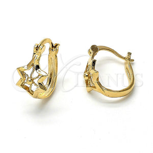 Argolla Pequeña 02.63.1183 Oro Laminado, Diseño de Flor, Pulido, Tono Dorado