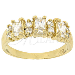 Anillo Multi Piedra 5.165.030.06 Oro Laminado, con Blanca Zirconia Cubica, Pulido, Tono Dorado (Size 6)
